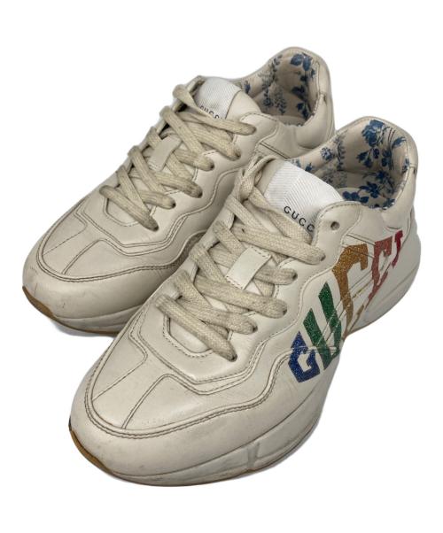 GUCCI（グッチ）GUCCI (グッチ) ライトングリッター ロゴ スニーカー ベージュ サイズ:36の古着・服飾アイテム