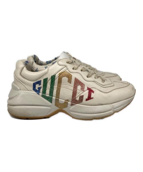 GUCCI（グッチ）GUCCI (グッチ) ライトングリッター ロゴ スニーカー ベージュ サイズ:36の古着・服飾アイテム