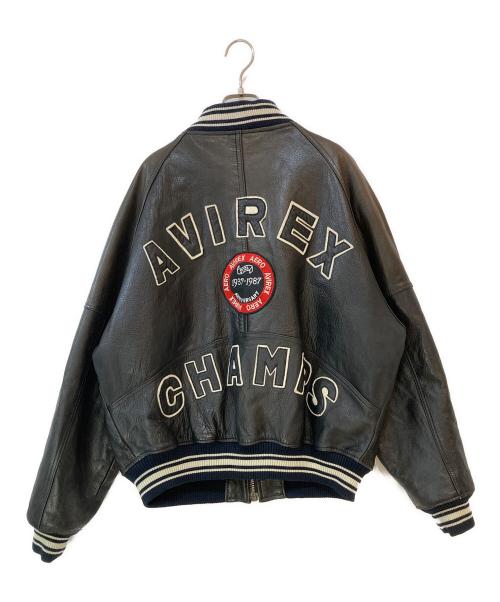 AVIREX（アヴィレックス）AVIREX (アヴィレックス) 50周年記念モデル オールレザースタジャン ブラック サイズ:XLの古着・服飾アイテム
