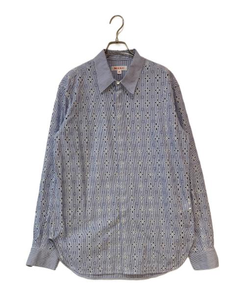masu（エムエーエスユー）masu (エムエーエスユー) 23SS DIAMOND-CUT SHIRT ブルー サイズ:48の古着・服飾アイテム
