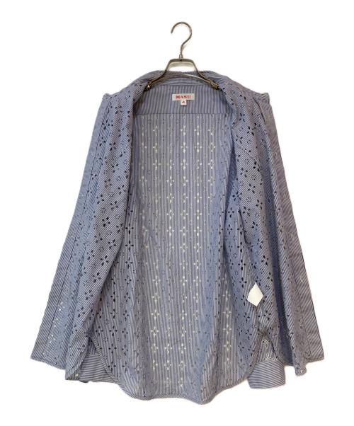 masu（エムエーエスユー）masu (エムエーエスユー) 23SS DIAMOND-CUT SHIRT ブルー サイズ:48の古着・服飾アイテム