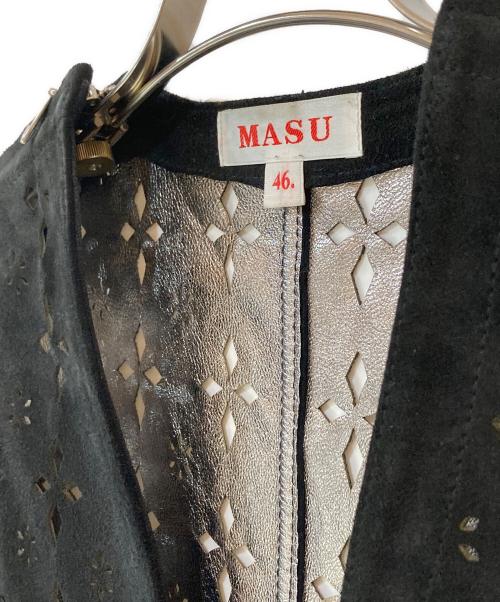 masu（エムエーエスユー）masu (エムエーエスユー) 23SS DIAMOND-CUT LEATHER VEST ブラック サイズ:46の古着・服飾アイテム