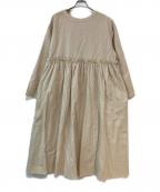 TSUHARU by samansa Mos2ツハル バイ サマンサモスモス）の古着「製品染めヘンプコットン前後着ギャザーワンピース」｜ベージュ