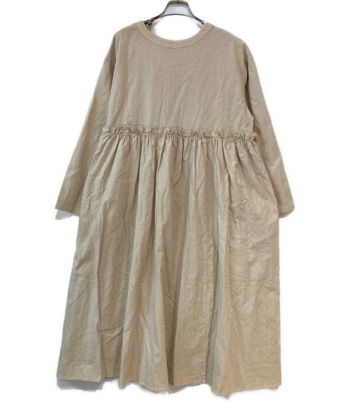 TSUHARU by samansa Mos2（ツハル バイ サマンサモスモス）TSUHARU by samansa Mos2 (ツハル バイ サマンサモスモス) 製品染めヘンプコットン前後着ギャザーワンピース ベージュ サイズ:Sの古着・服飾アイテム