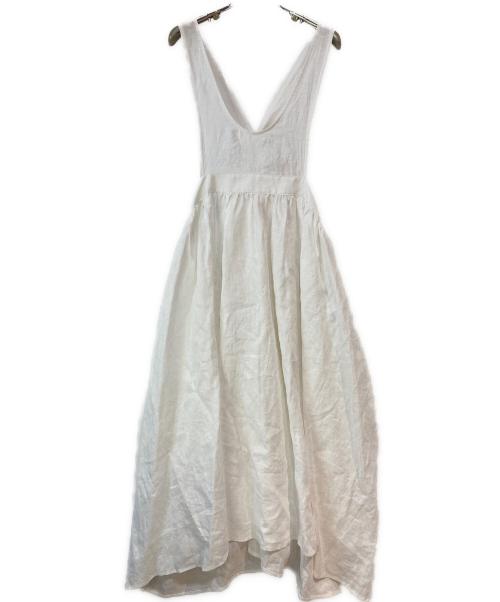 Samansa Mos2（サマンサモスモス）Samansa Mos2 (サマンサモスモス) 立川限定 リネンエプロンワンピース ホワイト サイズ:Ｆreeの古着・服飾アイテム
