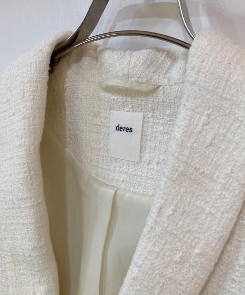 deres（デレス）deres (デレス) ショールカラーツイードジャケット ホワイト サイズ:Ｆreeの古着・服飾アイテム