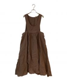 Samansa Mos2（サマンサモスモス）の古着「立川限定 リネンエプロンワンピース」｜ブラウン