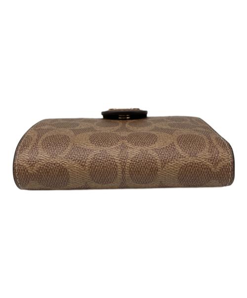 COACH（コーチ）COACH (コーチ) ミディアム コーナー ジップ ウォレット・シグネチャー キャンバス タン/ブラウンの古着・服飾アイテム
