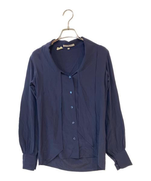 Saint Laurent rive gauche（サンローランリヴゴーシュ）Saint Laurent rive gauche (サンローランリヴゴーシュ) ボウタイ シルクシャツ ネイビー サイズ:34の古着・服飾アイテム