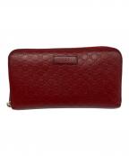 GUCCIグッチ）の古着「マイクログッチシマラウンドファスナー長財布」｜レッド