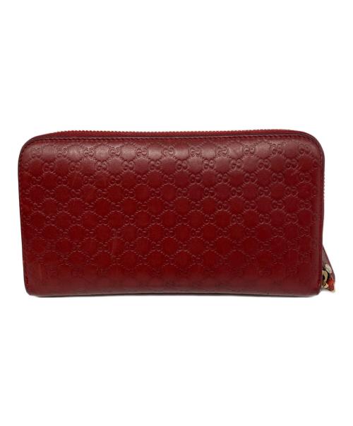 GUCCI（グッチ）GUCCI (グッチ) マイクログッチシマラウンドファスナー長財布 レッドの古着・服飾アイテム