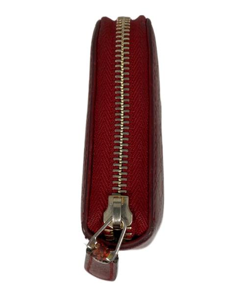 GUCCI（グッチ）GUCCI (グッチ) マイクログッチシマラウンドファスナー長財布 レッドの古着・服飾アイテム
