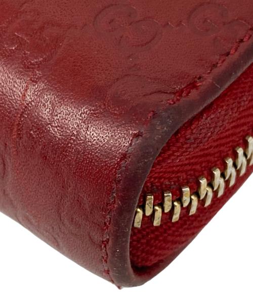 GUCCI（グッチ）GUCCI (グッチ) マイクログッチシマラウンドファスナー長財布 レッドの古着・服飾アイテム