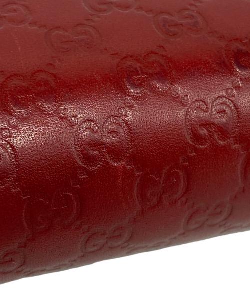 GUCCI（グッチ）GUCCI (グッチ) マイクログッチシマラウンドファスナー長財布 レッドの古着・服飾アイテム