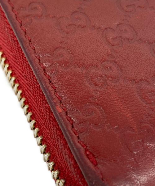 GUCCI（グッチ）GUCCI (グッチ) マイクログッチシマラウンドファスナー長財布 レッドの古着・服飾アイテム