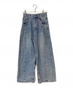 FRAY IDフレイ アイディー）の古着「タックデザインワイドデニムパンツ」｜ブルー