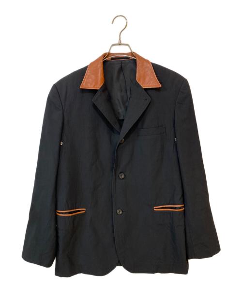 Y's for men（ワイズフォーメン）Y's for men (ワイズフォーメン) 襟レザー3Bテーラードジャケット ブラック サイズ:2の古着・服飾アイテム