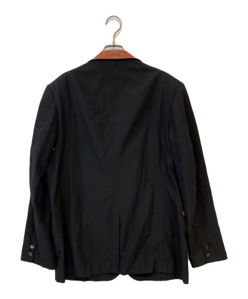 Y's for men（ワイズフォーメン）Y's for men (ワイズフォーメン) 襟レザー3Bテーラードジャケット ブラック サイズ:2の古着・服飾アイテム