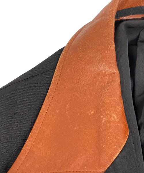 Y's for men（ワイズフォーメン）Y's for men (ワイズフォーメン) 襟レザー3Bテーラードジャケット ブラック サイズ:2の古着・服飾アイテム