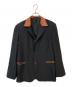 Y's for men（ワイズフォーメン）の古着「襟レザー3Bテーラードジャケット」｜ブラック