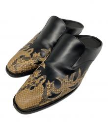 DRIES VAN NOTEN（ドリスヴァンノッテン）の古着「23SS COWBOY MULES カウボーイ ミュール レザー パイソン ウエスタン サンダル」｜ブラック