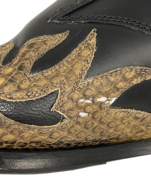 DRIES VAN NOTEN（ドリスヴァンノッテン）DRIES VAN NOTEN (ドリスヴァンノッテン) 23SS COWBOY MULES カウボーイ ミュール レザー パイソン ウエスタン サンダル ブラック サイズ:42の古着・服飾アイテム