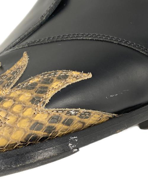 DRIES VAN NOTEN（ドリスヴァンノッテン）DRIES VAN NOTEN (ドリスヴァンノッテン) 23SS COWBOY MULES カウボーイ ミュール レザー パイソン ウエスタン サンダル ブラック サイズ:42の古着・服飾アイテム