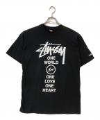 stussy×FRAGMENTSステューシー×フラグメント）の古着「One World One Heart Tee」｜ブラック