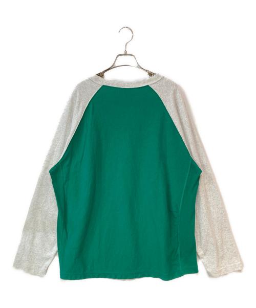 Champion REVERSE WEAVE（チャンピオン リバース ウィーブ）Champion REVERSE WEAVE (チャンピオン リバース ウィーブ) ラグランカットソー グリーン×グレー サイズ:XLの古着・服飾アイテム