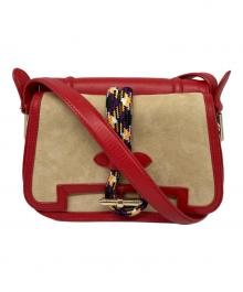 CARVEN（カルヴェン）の古着「TWIN SADDLE BAG」｜レッド×ベージュ