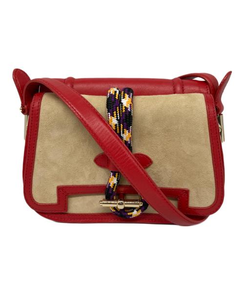 CARVEN（カルヴェン）CARVEN (カルヴェン) TWIN SADDLE BAG レッド×ベージュの古着・服飾アイテム