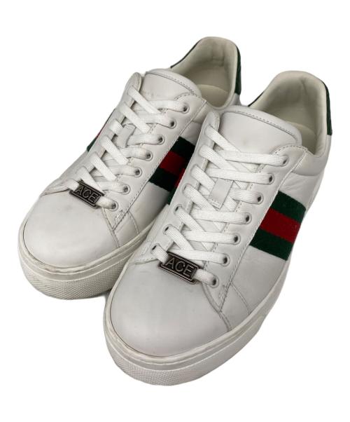 GUCCI（グッチ）GUCCI (グッチ) ACE シェリーライン ローカットスニーカー ホワイト サイズ:36の古着・服飾アイテム