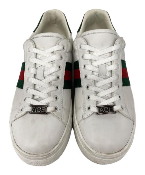 GUCCI（グッチ）GUCCI (グッチ) ACE シェリーライン ローカットスニーカー ホワイト サイズ:36の古着・服飾アイテム