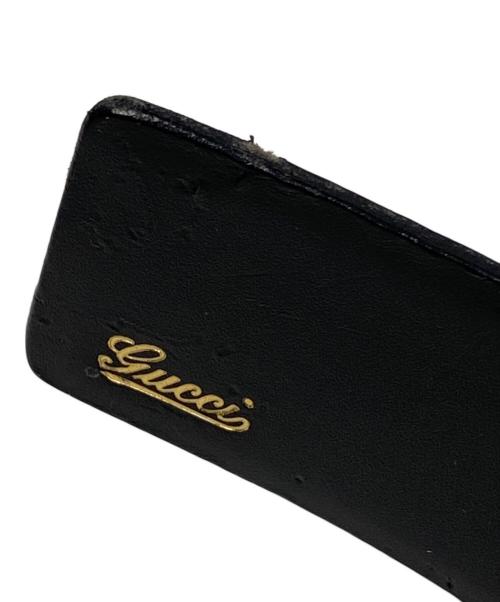 GUCCI（グッチ）GUCCI (グッチ) インターロッキングGGロゴベルト ブラック×ネイビーの古着・服飾アイテム