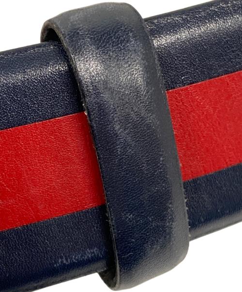 GUCCI（グッチ）GUCCI (グッチ) インターロッキングGGロゴベルト ブラック×ネイビーの古着・服飾アイテム