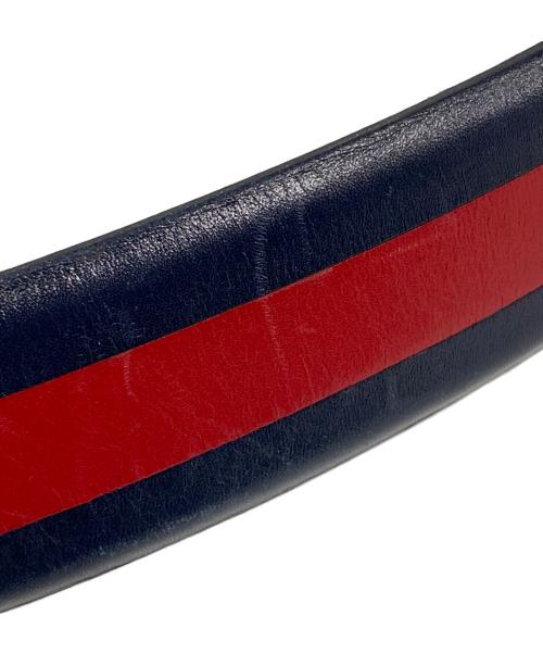 GUCCI（グッチ）GUCCI (グッチ) インターロッキングGGロゴベルト ブラック×ネイビーの古着・服飾アイテム