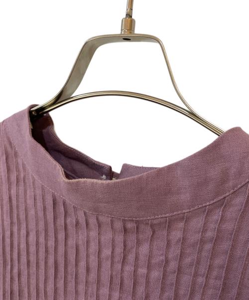 08MAB（ゼロハチマブ）08MAB (ゼロハチマブ) 細タックスタンド衿ワンピース パープル サイズ:Ｆreeの古着・服飾アイテム