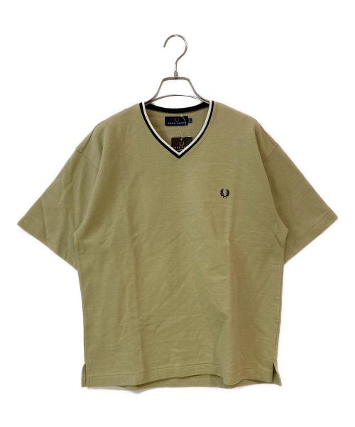 FRED PERRY（フレッドペリー）FRED PERRY (フレッドペリー) Vネックカットソー ベージュ サイズ:Lの古着・服飾アイテム