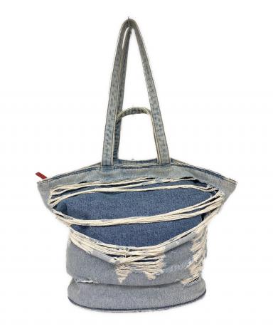中古・古着通販】DIESEL (ディーゼル) ダメージ加工 デニム2WAYトート 中古・古着通販】DIESEL (ディーゼル) ダメージ加工 デニム2WAYトート