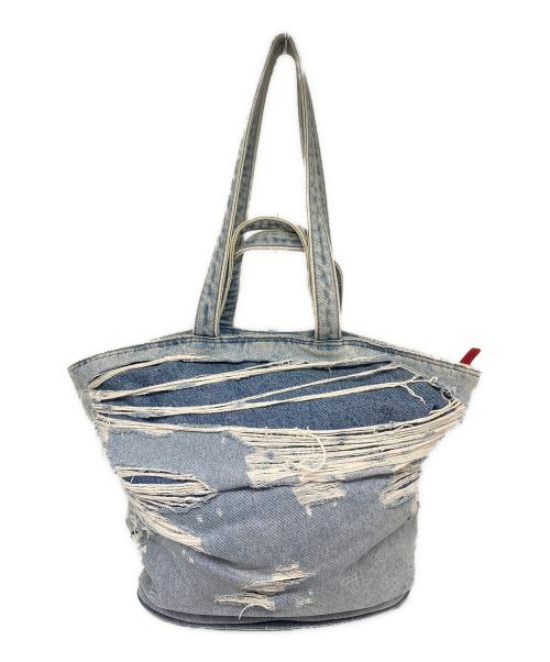 DIESEL（ディーゼル）DIESEL (ディーゼル) ダメージ加工 デニム2WAYトートバッグ インディゴ サイズ:なしの古着・服飾アイテム