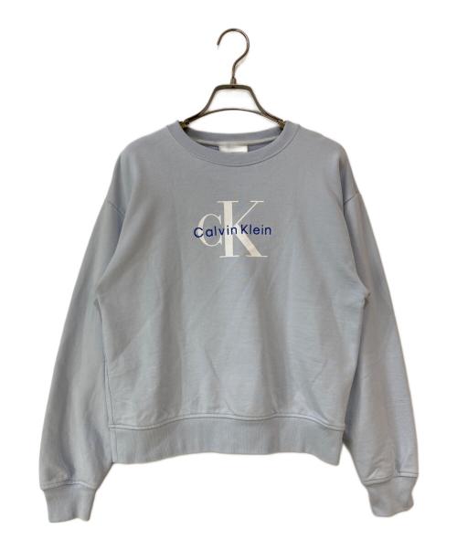 Calvin Klein Jeans（カルバンクラインジーンズ）Calvin Klein Jeans (カルバンクラインジーンズ) モノグラムロゴ フレンチテリースウェット ブルー サイズ: 2XSの古着・服飾アイテム