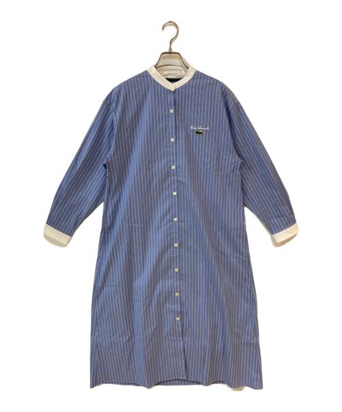 LACOSTE（ラコステ）LACOSTE (ラコステ) バンドカラーシャツドレス ブルー×ホワイト サイズ:34 未使用品の古着・服飾アイテム