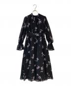 PROPORTION BODY DRESSINGプロポーションボディドレッシング）の古着「花柄プリントギャザーワンピース」｜ブラック