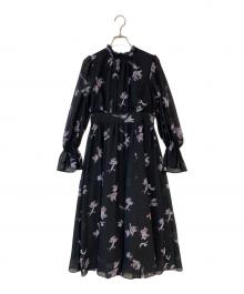 PROPORTION BODY DRESSING（プロポーションボディドレッシング）の古着「花柄プリントギャザーワンピース」｜ブラック