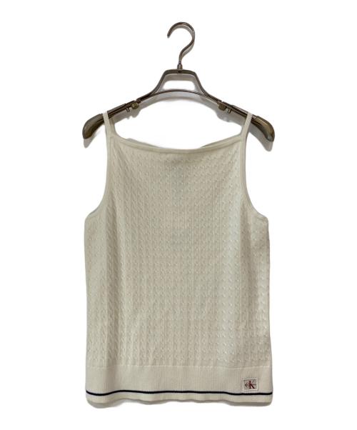 Calvin Klein Jeans（カルバンクラインジーンズ）Calvin Klein Jeans (カルバンクラインジーンズ) ケーブルニットタンクトップ アイボリー サイズ:Ｓ 未使用品の古着・服飾アイテム