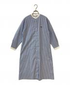 LACOSTEラコステ）の古着「バンドカラーシャツドレス」｜ブルー×ホワイト
