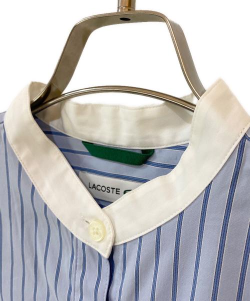 LACOSTE（ラコステ）LACOSTE (ラコステ) バンドカラーシャツドレス ブルー×ホワイト サイズ:34 未使用品の古着・服飾アイテム