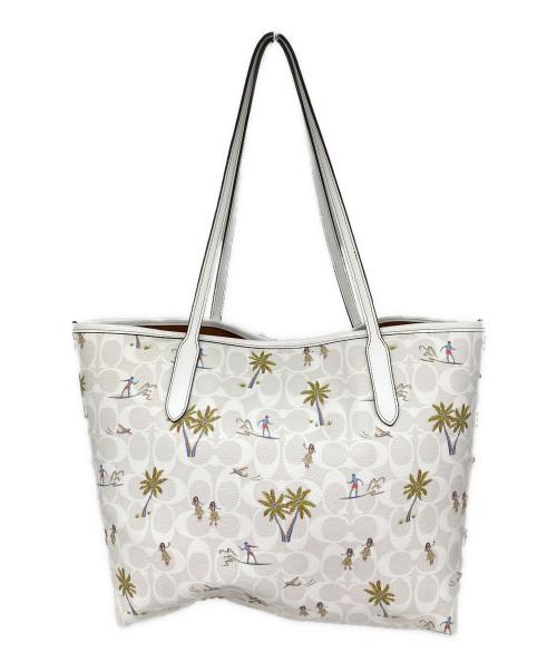 COACH（コーチ）COACH (コーチ) シティトート フラ プリント トートバッグ ホワイトの古着・服飾アイテム
