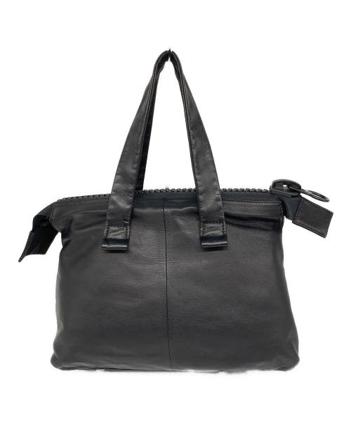 kawa-kawa（カワカワ）kawa-kawa (カワカワ) ビッグファスナーレザーハンドバッグ ブラックの古着・服飾アイテム
