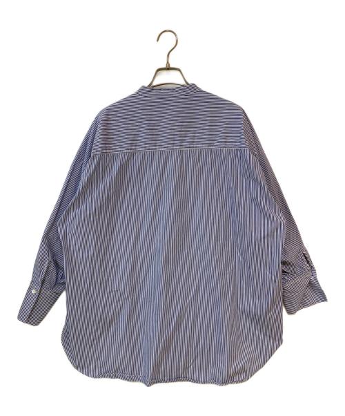 SOEJU（ソージュ）SOEJU (ソージュ) バンドカラーストライプシャツ ブルー サイズ:Freeの古着・服飾アイテム
